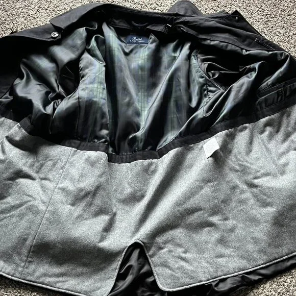 Ralph Ralph Lauren Black Navy Blue Trench Coat Size 52 Quiet Luxury Water Resist - Picture 4 of 8